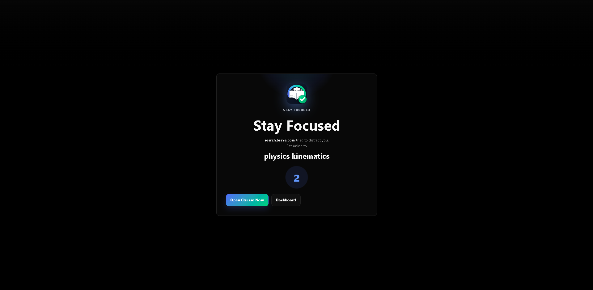 Distraction redirect screen