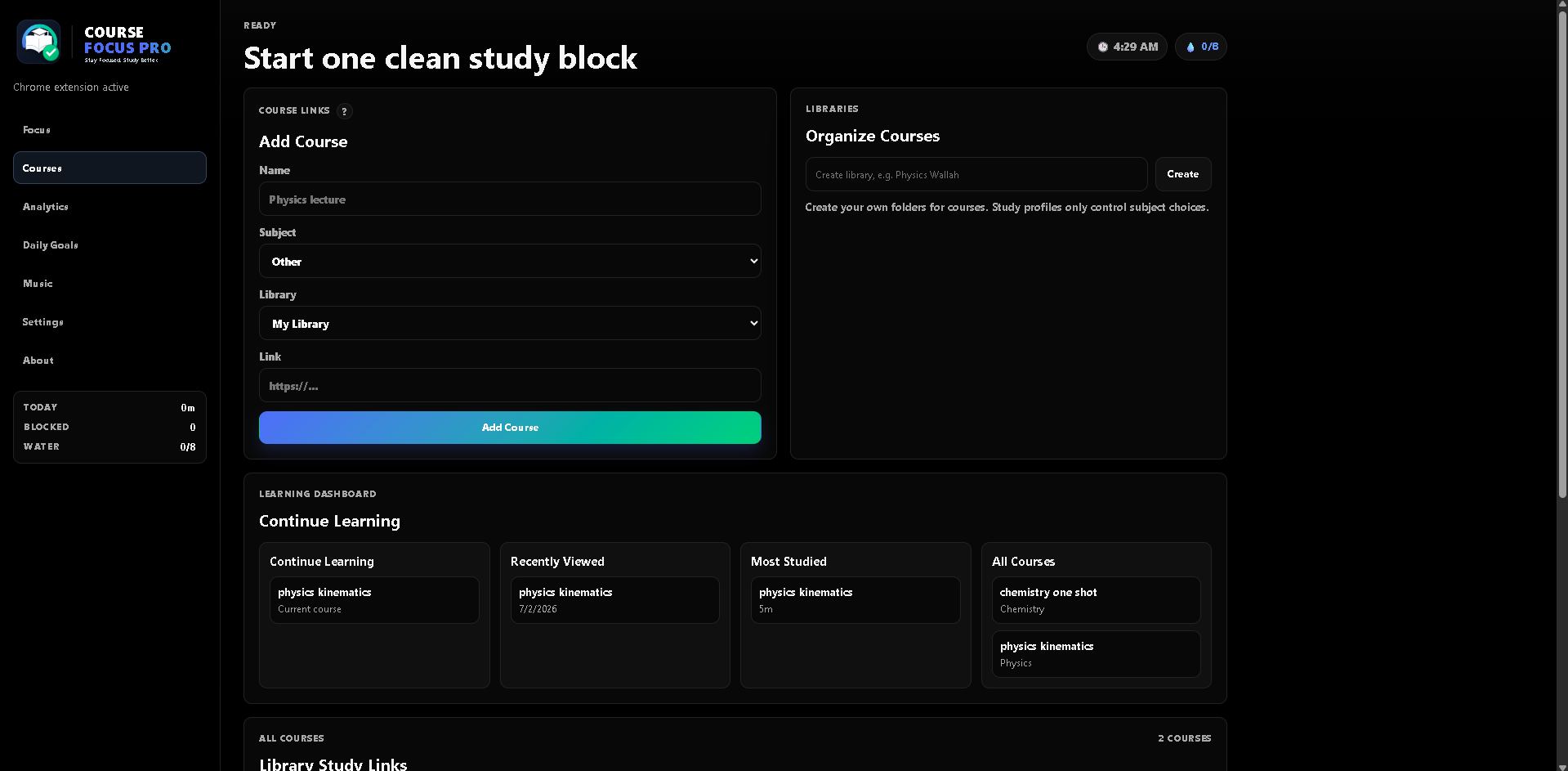 Course library setup