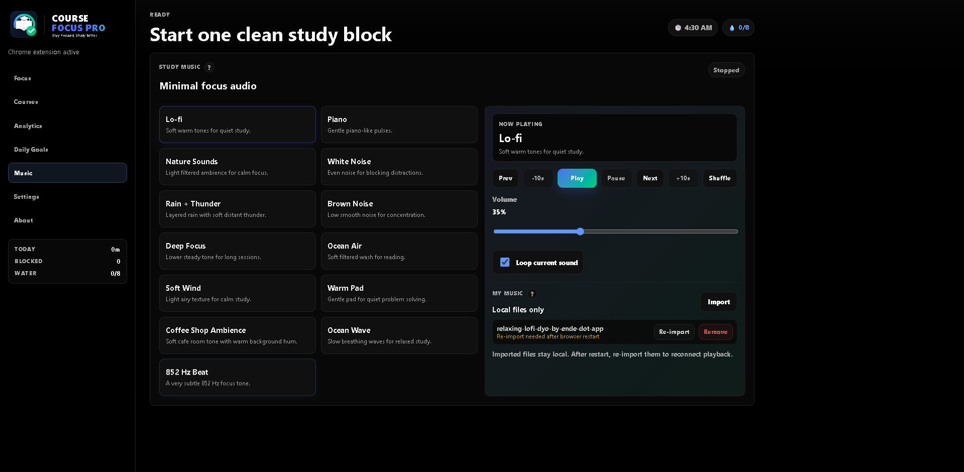 Study music player